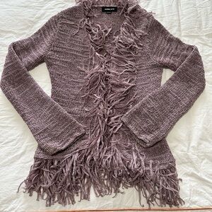 Y2K vintage ONLY Purple Open-Front Cardigan with Fringe